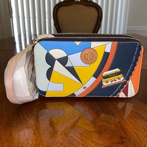 NWT Tory Burch T Monogram Printed Double-Zip Bag